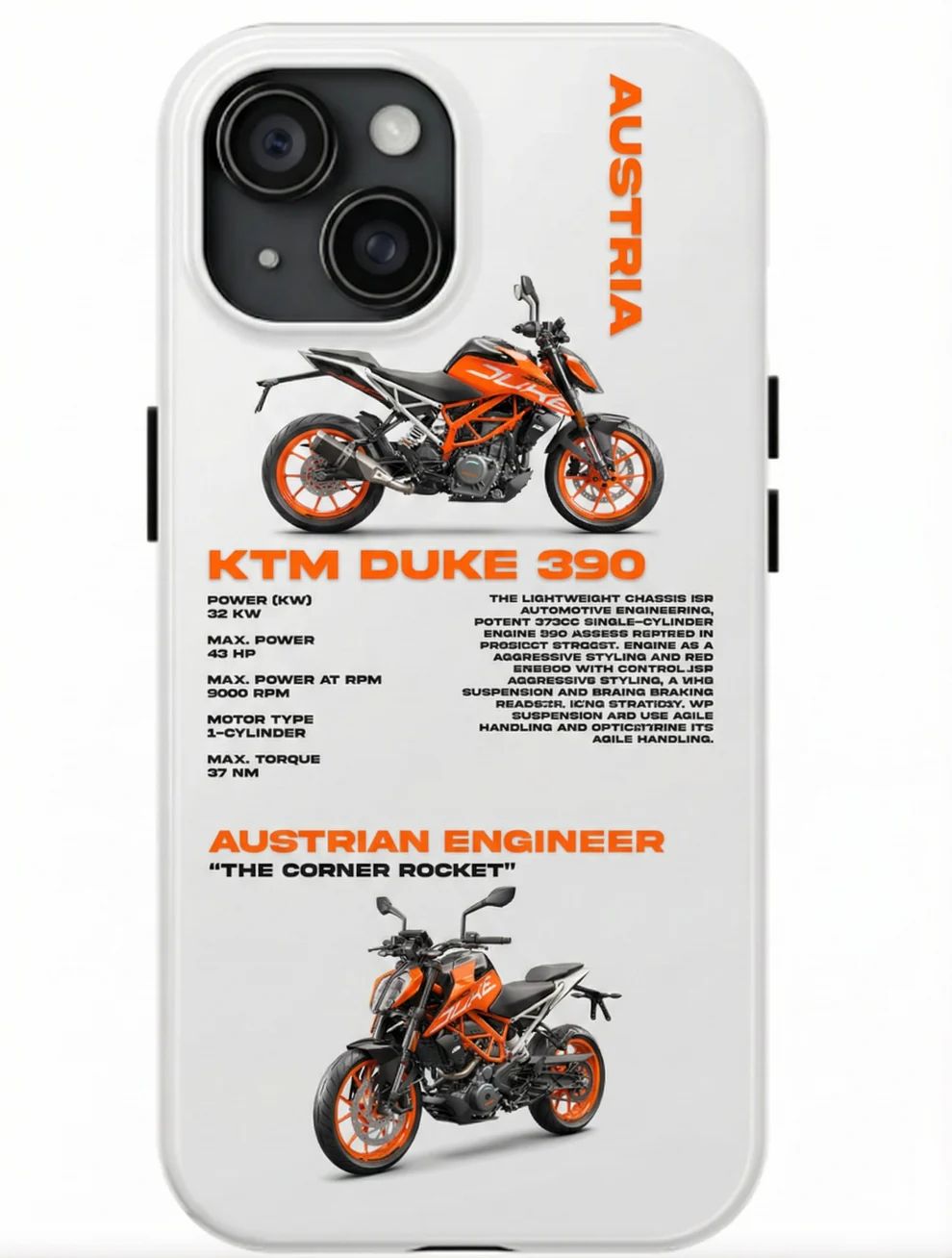 KTM 'DUKE390' BEYAZ KILIF